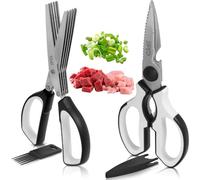 Gidli - Tijeras de cocina - Incluye tijeras para hierbas como un bono - Tijeras multiusos de acero inoxidable resistentes y ultra afiladas