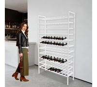 GIDRLL Robusto botellero de metal para hasta 121 botellas, moderno estante de vino para cocina, sótano y bar, 100 x 30 x 170 cm (blanco)