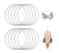 GIDWRIY 10 Piezas Aros Metalicos Manualidades 15 CM,Aros Macrame Metal,Aros Para Atrapasueños,Aros Florales de Decoracion,Anillos Decorativos,Bases para Coronas de Flores,Aro Corona Navidad - Plata