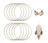 GIDWRIY 10 Piezas Aros Metalicos Manualidades 15 CM,Aros Macrame Metal,Aros Para Atrapasueños,Aros Florales de Decoracion,Anillos Decorativos,Bases para Coronas de Flores,Aro Corona Navidad - Oro