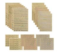 GIDWRIY 18 pcs Letras Adhesivas Pequeñas Doradas y Plateadas, Pegatinas de Letras y Números con Relieve, Pegatinas Metalicas, Decorativas para Fotos y Regalos