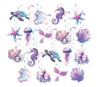 GIDWRIY 18 Piezas Decoración Espiral de Sirena,Guirnalda Sirena para Cumpleaños,Decoración de Techo Tema de Océano,Remolinos Colgantes Multicolor,Serpentinas en Espiral,Adornos Colgar para Fiesta