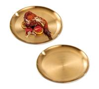 GIDWRIY 2 Pcs Bandeja Dorada Decorativa Redonda 20 cm,Bandeja Dorados Acero Inoxidable,Bandeja para Velas,Plato Metal Dorado,Bandeja Baño Dorada,Bandeja Camarero,Bandeja Centro de Mesa para Maquillaje