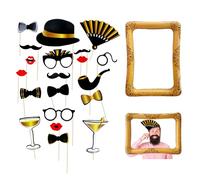 GIDWRIY 21 Piezas Accesorios Photocall Cumpleaños,Atrezzo Photocall Boda,Photo Booth Props Party,Marco de Fotos Inflable,Foto Props de Fiesta Divertidos,Atrezzo para Fotomatón para Decoración