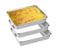 GIDWRIY 3 Piezas Bandejas para Empanar 25.8x20x5 CM,Bandejas Horno Acero Inoxidable,Bandeja para Rebozar,Plato para Rebozar,Recipientes Cocina De Metal,Cajas para Alimentos para Carne, Pescado