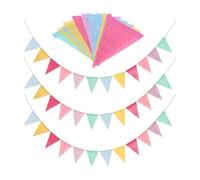 GIDWRIY 3 Piezas Banderines Decorativos Colores,Banderines de Tela Exterior,Guirnalda Fiesta Cumpleaños,Banner Triangular Multicolores,Decoracion Banderillas Fiesta,Guirnalda Decoración Interior