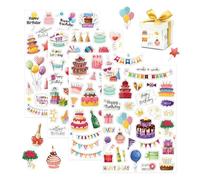 GIDWRIY 4 Hojas Pegatinas Cumpleaños,Scrapbooking Pegatinas álbum Infantil,Impermeable Pegatina de Baby Shower,Happy Birthday Stickers Album Fotos,Ordenador Sticker Book Aesthetic para Fiesta Tarjetas