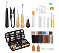 GIDWRIY 49 Piezas Kit Herramientas Cuero,Kit de Costura de Cuero Multiusos,Herramientas Cuero a Mano,Kit de Artesanía de Cuero,Kit de Cuero Diy con Aguja Coser,Herramientas de Trabajo de Cuero