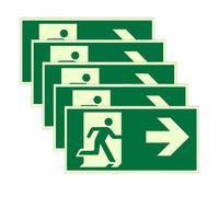 GIDWRIY 5 Piezas Señal Salida Emergencia,Cartel Luminiscente Salida de Emergencia,Cartel Evacuacion,Cartels Flecha Salidas,Carteles de Seguridad Flecha,Autoadhesivos Carteles Via de Escape