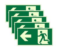 GIDWRIY 5 Piezas Señal Salida Emergencia,Cartel Luminiscente Salida de Emergencia,Cartel Evacuacion,Cartels Flecha Salidas,Carteles de Seguridad Flecha,Autoadhesivos Carteles Via de Escape