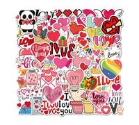 GIDWRIY 50 Pcs Pegatinas de San ValentíN,Impermeables Pegatinas Amor,Ordenador Stickers Aesthetic,Sticker Scrapbooking,Sticker para Funda de Movil,Pegatina Adhesivas Decorativas,Stickers Album Fotos