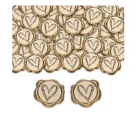 GIDWRIY 50 pegatinas de cera con forma de corazón, sello de cera adhesivo para bodas, sellos autoadhesivos, letras, invitaciones de sellado vintage