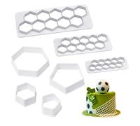 GIDWRIY 7 Piezas Cortador de Galletas Futbol,Cortador Hexagonal,Molde Pelota Futbol,Moldes Formas Galletas,Moldes de Fondant de Futbol,Cortadores de Pastelería,Molde Galletas Geométricas para Tartas