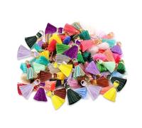 GIDWRIY 80 PCS Mini Borlas de Flecos 2 CM,Borlas Coloridas,Borlas para Manualidades,Borlas parallaveros,Borlones de Flecos Pequeños,Borla Colgante Bolso,Borlas Decorativas para Joyerí a Diy Pendientes