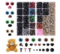 GIDWRIY 915 Pcs Ojos y Narices de Seguridad,Ojos Manualidades,Ojos Muñecas de Plástico,Ojos Peluche Bricolaje,Coloridos Ojos Amigurumi con Arandelas,Ojos de Animal de Ganchillo,Ojos Muñecos Crochet