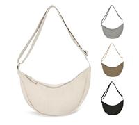GIDWRIY Bolso de Media Luna, Bolsos Bandolera Mujer Pequeño, Half Moon Bag,Bolso Cruzado Hobo Casual Crossbody Bag Women,Bolso Hombro Pequeño,Shoulder Bag Women,Bolso Riñonera,Bolso de Mano -Blanco