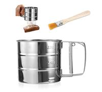 GIDWRIY Tamizador de Harina Reposteria,Cedazo para Harina con Mango,Colador para Tamizar Harina,Tamizador Acero Inoxidable,Tamizar Azúcar en Polvo,Cribador de Harina,Tamizadors Kitchenaid-Plata
