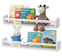Gieanoo Lot de 2 estantes flotantes de madera maciza natural blanca para guardería, biblioteca, juguetes, cocina, racak, dormitorio, 40 cm