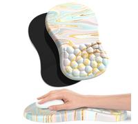 Giecy Alfombrilla de ratón reposamunecas y diseño de Masaje, Almohadilla Raton ergonomica con Base de PU Antideslizante, Mouse Pad para Gaming y Oficina(Mármol Iridiscente)