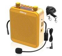 Giecy Amplificador de Voz con micrófono Sistema de megafonía portátil 30W Batería Recargable de 2800mah para Profesores, formación, reunión, guía turístico (Amarillo)