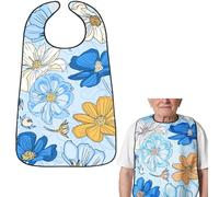 GIEEU Baberos para adultos para mujer, protector de ropa impermeable con recogedor de migas, baberos ajustables para ancianos y discapacitados
