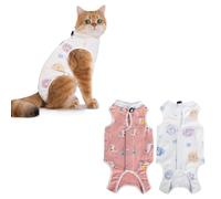 GIEEU Pack de 2 trajes de recuperación para gatos - Mono protector para después de la cirugía para gatos, chaleco para gatos después de la cirugía para hembras, traje de recuperación para heridas