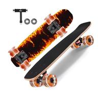 GIEEU Patinetas con ruedas intermitentes coloridas para principiantes, niños, adolescentes, adultos, tablas de skate estándar completas de 9 capas de arce canadiense (X-Fire)