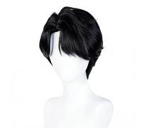 GIEEU Peluca de pelo corto negro para cosplay unisex, peluca realista para hombre, para Halloween, carnaval, disfraz de anime, accesorios para fiestas, convenciones, regalo