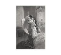 GIEIG Encuentro romántico - Angel Kiss de Mihaly Von Zichy Póster de lienzo para pared, dormitorio, oficina, habitación, decoración, regalo, sin marco, 40 x 60 cm