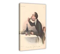 GIEIG Lienzo decorativo para pared, diseño de El amante de las ostras Honore Daumier para decoración del hogar, escuela, oficina, marco de 30 x 45 cm