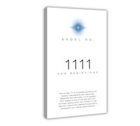 GIEIG Póster de ángel número 1111 New Beginnings para pared, lienzo decorativo para dormitorio, oficina, cocina, marco de regalo, 50,8 x 76,2 cm