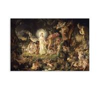 GIEIG Póster de Sir Joseph Noel Paton - La pelea de Oberon y Titania - Lienzo decorativo para dormitorio, oficina, cocina, regalo, sin marco, 50 x 75 cm
