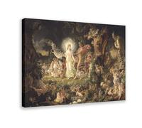 GIEIG Póster impreso de Sir Joseph Noel Paton - La pelea de Oberon y Titania para habitación de adolescentes y niños, lienzo para pared, 40 x 60 cm