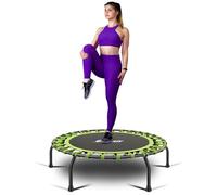 Gielmiy Fitness trampolín Ø Aprox. 101cm, silencioso pequeño Fitness rebounder para Fitness en Interiores, Sistema de diseño de Cuerda elástica, Peso del Usuario hasta 150kg