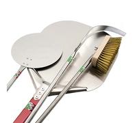 GIEMME Juego profesional de 4 palas para pizza en aluminio y acero, pala de horno en aluminio 33x33 cm, para hornos de 100/110 cm.