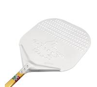 GIEMME Pala para pizza perforada de aluminio anodizado - Profesional y ligera - Ideal para pizzas de 36 cm (Cabeza 36 cm, mango 60 cm)