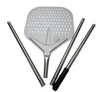 Giemme Pala para pizza profesional con mango desmontable, 34 cm, longitud ajustable 98, 143, 187 cm, aluminio anodizado