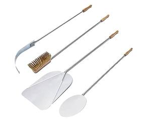 Giemme Spoleto - Set de 4 Palas de Pizza en Acero Inoxidable - Kit para Horno de Pizzas Ø 30 cm (para Hornos Profundos 100/110 cm)