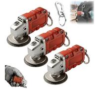Gienslru 2-in-1 Mini Grinder Keychain, Realistic Grinding Tool Keychain Pendant Keyring, Polishing Tool Collectible Keychains Accessory, On-the-Go Smoothing Tools, Gift for Dads Tools Lovers (3pcs)