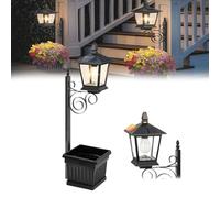 Gienslru 2-in-1 Solar Lamp Post Outdoor Garden with Planter, Waterproof Flower Lamp & Post Lights for Patio, Yard, Driveway Decor, Auto On/Off (1Pc)