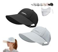 Gienslru 2 Pack UPF 50+ Sun Protection Baseball Hat for Women Men, Wide Brim UV Protection Cap, Adjustable Lightweight Quick Dry Sport Hat for Hiking Running Golf Gardening, Breathable Velcro Hat (M)