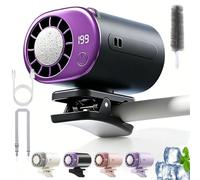 Gienslru 2026 Car Clip on Air Conditioner Fan with LED Display, 360° Rotation Portable Mini Cooling Fan, Portable Mini Cooling Fans with 199 Speeds & Semi-Coolings, USB for Car Office Camping (Gray)