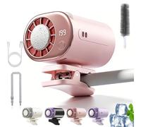 Gienslru 2026 Car Clip on Air Conditioner Fan with LED Display, 360° Rotation Portable Mini Cooling Fan, Portable Mini Cooling Fans with 199 Speeds & Semi-Coolings, USB for Car Office Camping (Pink)