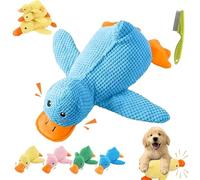 Gienslru 2026 New Upgraded Calming Duck Toy for Dogs, Interactive Dog Toy with Quack Sound and Crazy Crinkle, Calming Duck Dog Toys, Yellow Ducks Dogs Toys, for Puppies, Small & Large (Blue,L)