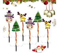 Gienslru 6-Pack of Moving Christmas Lights, Courtyard Tree Snowman Reindeer, LED Waterproof Solar Christmas Lights Outdoor Decorations, Solars & Battery Power, for Patio, Lawn & Pathway (A,Battery)