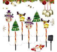 Gienslru 6-Pack of Moving Christmas Lights, Courtyard Tree Snowman Reindeer, LED Waterproof Solar Christmas Lights Outdoor Decorations, Solars & Battery Power, for Patio, Lawn & Pathway (A,Solar)
