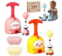 Gienslru Animal Air Powered Balloon Car Toy, Balloon Launcher Toy Set with Manual Pump, 2-in-1 Flying & Racing Car, DIY Physics Learning Fun for Kids Ages 3-8, Party Favors & Birthday Gift (B-1)