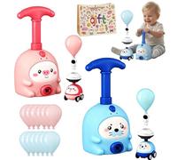 Gienslru Animal Air Powered Balloon Car Toy, Balloon Launcher Toy Set with Manual Pump, 2-in-1 Flying & Racing Car, DIY Physics Learning Fun for Kids Ages 3-8, Party Favors & Birthday Gift (A-1)