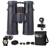 Gienslru Binoculo Warmax 12x42 Impermeable Talon HD Binoculo Con Medidor de Distancia y Visión Nocturna, Binoculo de Campo HD con Prisma Bak4 Objetivo FMC (Negro-B)