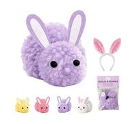 Gienslru Build a Bunny Easter Craft Kit for Kids, DIY Make Your Own Rabbit Decorations with Pom-Poms Felt Ears & Pipe Cleaners,Fun Spring School Activity & Classroom Party Favors Gifts (Puerple)